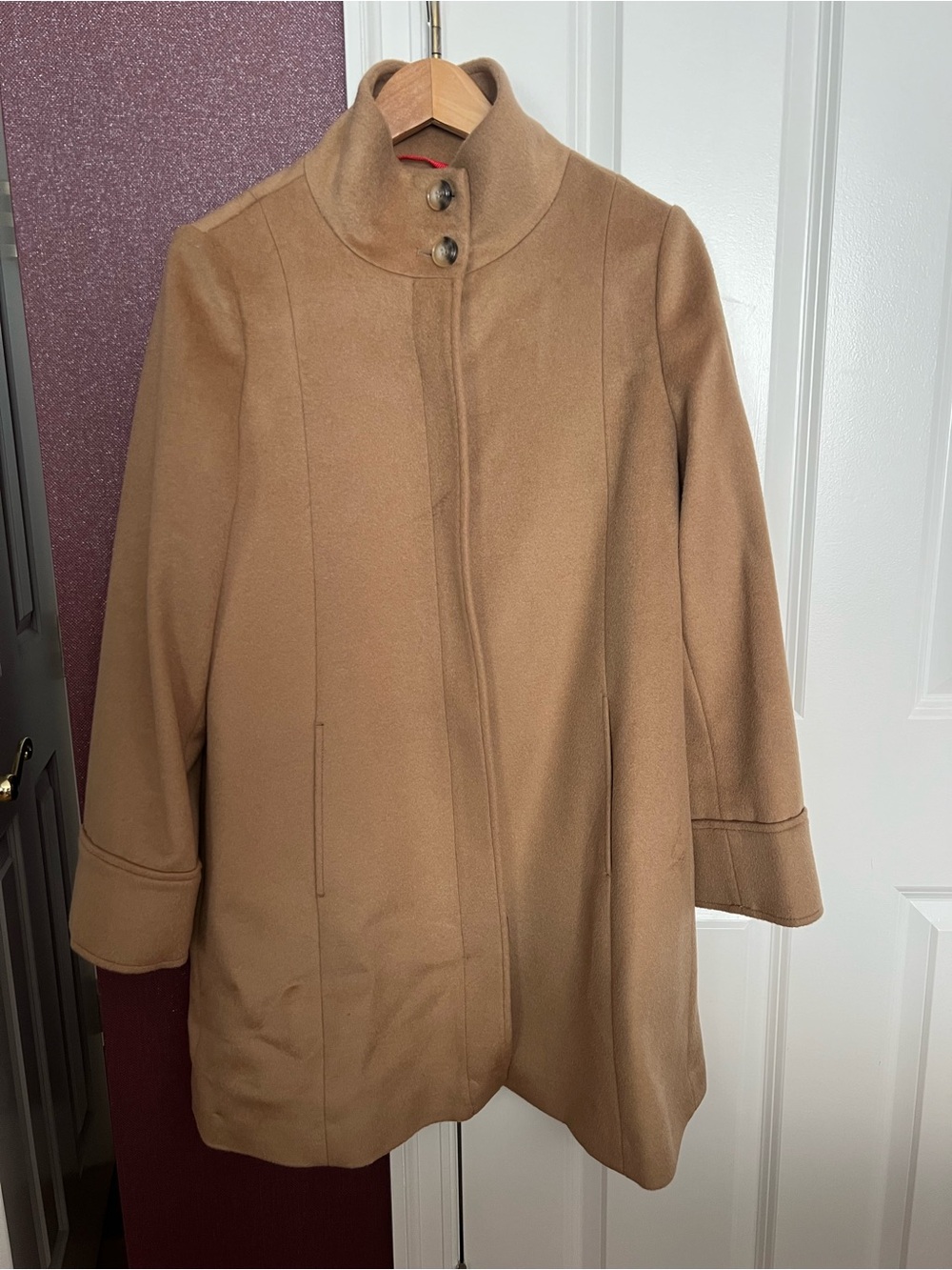 Max & Co. Camel Wool-Blend Stand Collar Coat